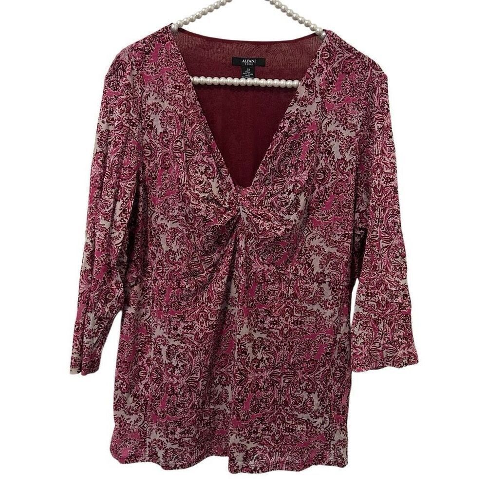 Alfani 2X pink purple Floral Boho V Neck Lined babydoll top Y2K empire peasant